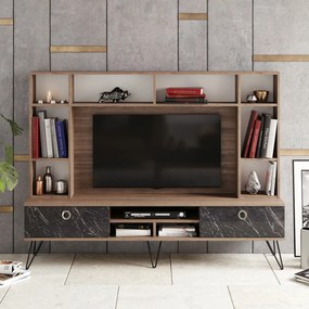 Móvel TV Lorenz – Nogueira e Preto – 180x135,7x35,2 cm