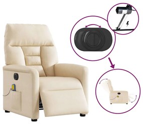 Poltrona massagens elétrica elevatória tecido microfibra bege