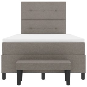 Cama Box Spring com Colchão &amp; Banco Cinza 120x200 cm Tecido