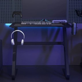 Secretária de gaming c/ pernas em forma de ZZ 90x60x75 cm preto