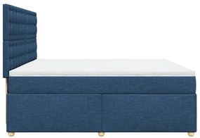Cama com molas/colchão 200x200 cm tecido azul