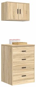 Armários de garagem 2pcs derivados de madeira carvalho sonoma