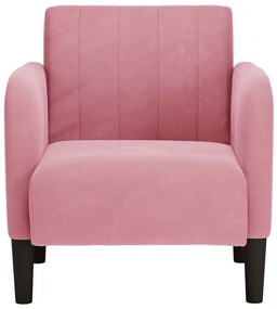 Poltrona com apoio de braços 54 cm veludo rosa