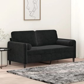 vidaXL Sofá de 2 lugares c/ almofadas e almofadões 140 cm veludo preto