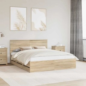 vidaXL Estrutura da Cama com gaveta Carvalho Sonoma 160 x 200 cm