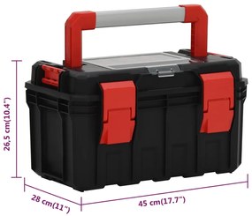 Caixa de ferramentas 45x28x26,5 cm preto e vermelho