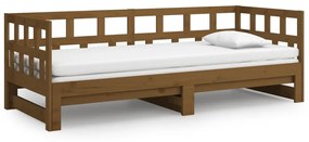 Estrutura sofá-cama de puxar 2x(90x200) cm pinho castanho-mel