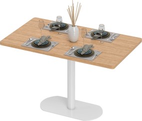 Mesa de jantar retangular para 6 pessoas, 120 x 70 x 75 cm (CADEIRAS NÃO INCLUIDAS), mesa de cozinha com base e tampo espesso em cor carvalho e  branc