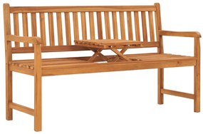 vidaXL Banco de jardim 3 lugares c/ mesa 150 cm madeira de teca maciça