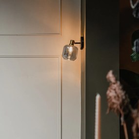 Foco de teto design preto com dourado e vidro fumê - Zuzanna