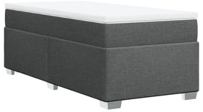 Cama com molas/colchão 90x190 cm tecido cinza-escuro