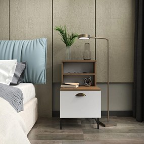 Mesa de Cabeceira Cressi – Cor Nogueira Branca – 45x83x22,5 cm