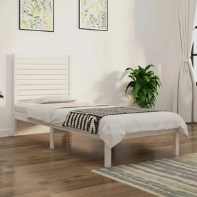 vidaXL Estrutura de cama solteiro 90x190 cm madeira maciça branco