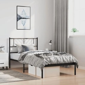 Estrutura de cama com cabeceira 100x200 cm metal preto