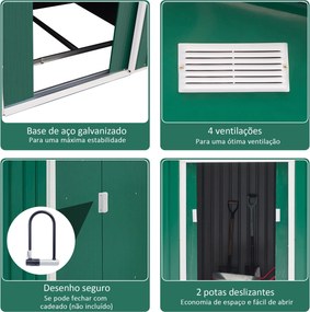 Abrigo de Jardim Exterior 4,83m² 277x195x192cm Abrigo de Jardim Metáli