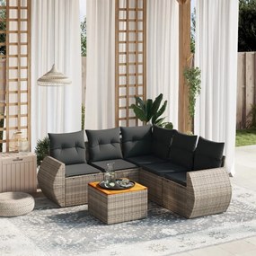 vidaXL 6 pcs conjunto sofás de jardim com almofadões vime cinzento