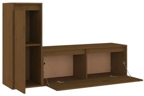 Móveis de TV 2 pcs madeira de pinho maciça castanho-mel