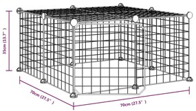 Gaiola p/ animais de 12 painéis c/porta 35x35 cm aço preto