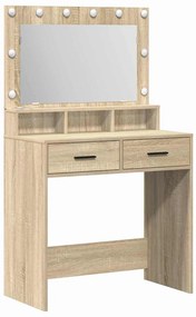 Mesa de Maquiagem vidaXL com Luzes LED Carvalho Sonoma 79x41x135 cm