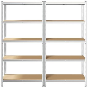 Prateleiras de armazenamento de 5 camadas 2 pcs aço prateado