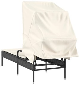 Espreguiçadeira com toldo vime PE preto