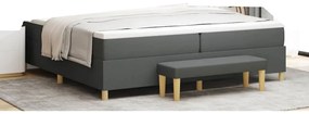 vidaXL Cama Box Spring com Colchão &amp; Banco Cinza Escuro 200x200 cm Tecido