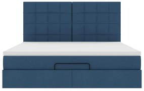 Estrutura de cama otomana com colchão 160x200 cm tecido azul