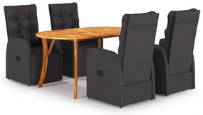 vidaXL 5 pcs conjunto de jantar para jardim preto