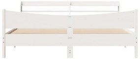 Estrutura de cama com cabeceira 180x200cm pinho maciço branco