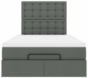 Estrutura cama otomana colchão 120x200cm tecido cinzento escuro