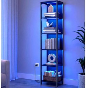 Estante com 6 níveis com luzes LED 30,3 x 40 x 178,6 cm Preta