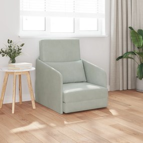 vidaXL Sofá Cama de Chão 2-em-1 Cinzento-claro 65x80x83 cm Veludo