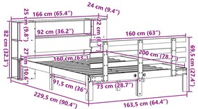 Cama com estante sem colchão 160x200 cm pinho maciço