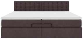 Estrutura de cama otomana com colchão 200x200cm castanho-escuro