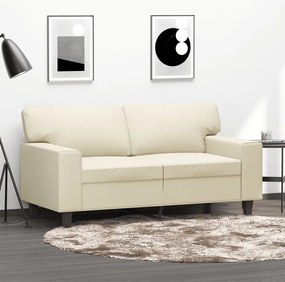 Sofá de 2 lugares 120 cm couro artificial cor creme