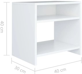 Mesas de cabeceira 2 pcs 40x30x40cm derivados de madeira branco