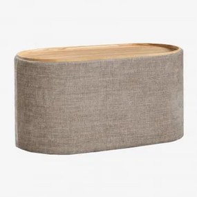 Mesa De Centro Oval Estofada Berkeleni Com Bandeja E Armazenamento Tecido Toupeira - Sklum