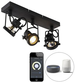 LED Ponto inteligente preto 3 luzes incl. Wifi GU10 - Suplux Industrial