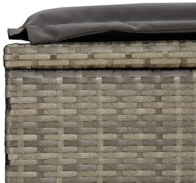 Espreguiçadeira c/ teto dobrável 213x63x97 cm vime PE cinzento