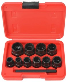 vidaXL Conjunto extrator p/ parafusos e porcas danificados 11 pcs aço
