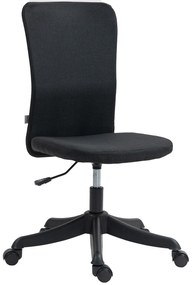 HOMCOM Cadeira de Escritório sem Apoio para os Braços Estofada em Linho Sintético com Altura Ajustável 53x43x85-93 cm Preto