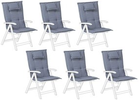 Conjunto de 6 almofadas para cadeira de jardim azuis TOSCANA/JAVA Beliani
