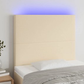 3122139 vidaXL Cabeceira cama c/ LED tecido 100x5x118/128 cm crème