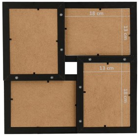 Moldura para 4x(13x18 cm) fotografias MDF preto