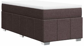 Cama com molas/colchão 100x200 cm tecido castanho-escuro