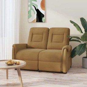 vidaXL Sofá reclinável 2 lugares tecido microfibra cinza-acastanhado