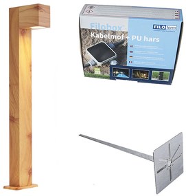 Moderne staande buitenlamp aluminium met hout print 65cm IP44 - Baleno Moderno