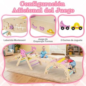 Parque infantil interior de escalada para crianças Montessori de madeira dobráveis 8 em 1 para bebés multicolor 1