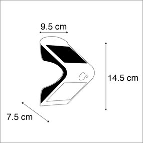 Candeeiro de parede exterior branco 14,5 cm com médios e sensor solar - Daya Moderno