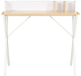 Secretária 80x50x84 cm branco e natural